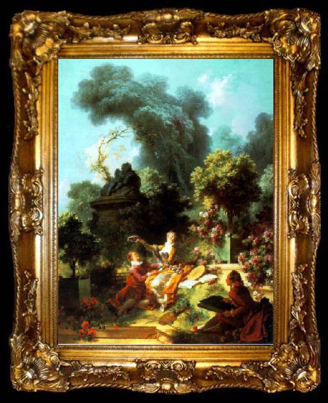 framed  Jean-Honore Fragonard The Lover Crowned, ta009-2
